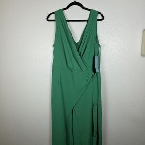 London Times Sleeveless Wrap Look Jumpsuit With Front Leg Slit Openings Sz 20W